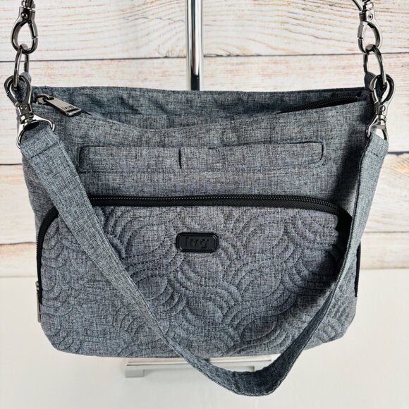 Lug Samba Quilted Gray Crossbody Textured Cloth Design - Picture 4 of 14